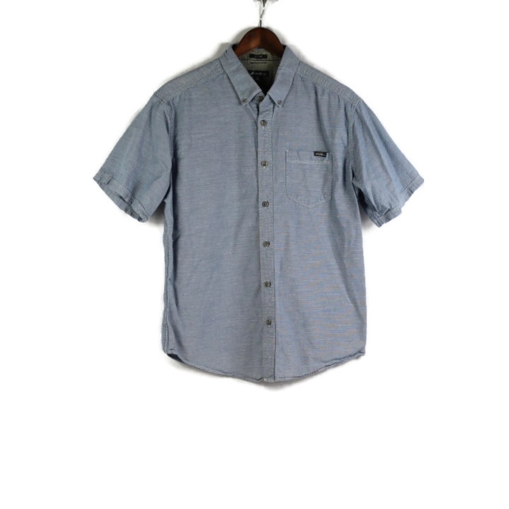 Eddie Bauer Classic Fit Blue Men's Dress Shirt Short Sleeve Button Down Large 18